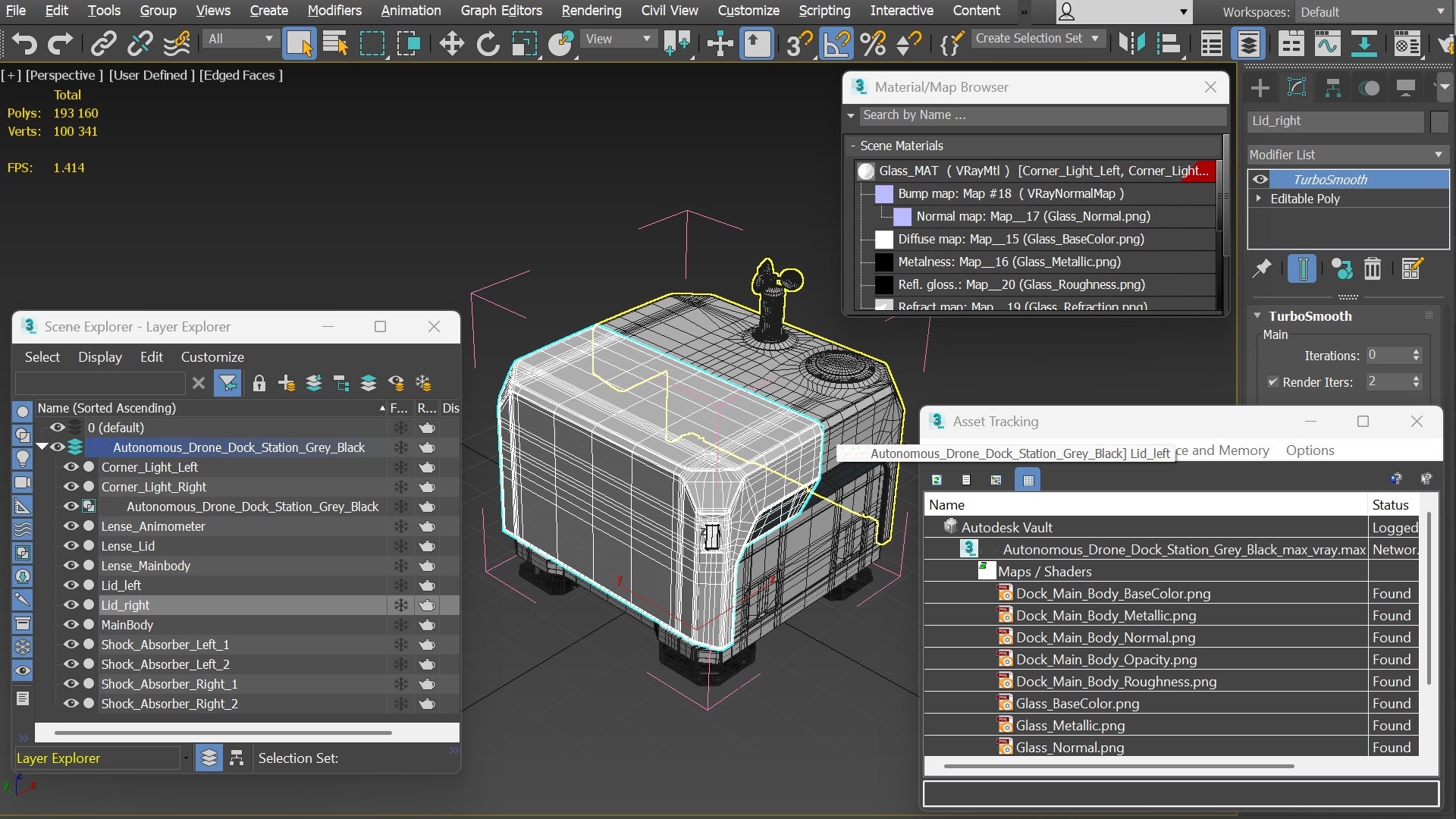 Autonomous drone dock — 3D model and engineering view